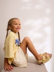 Yellow Suede Wide Fit (G) Touch Fastening Strap Corkbed Sandals - Image 3 of 5