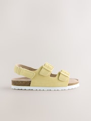 Yellow Suede Wide Fit (G) Touch Fastening Strap Corkbed Sandals - Image 5 of 5