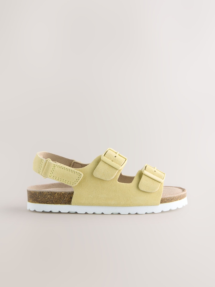 Yellow Suede Wide Fit (G) Touch Fastening Strap Corkbed Sandals - Image 5 of 5