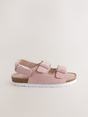 Pink Suede Wide Fit (G) Touch Fastening Strap Corkbed Sandals - Image 2 of 5