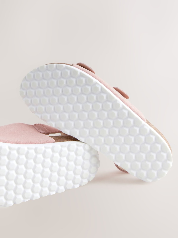 Pink Suede Wide Fit (G) Touch Fastening Strap Corkbed Sandals - Image 5 of 5