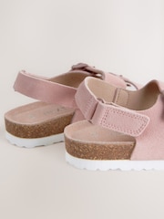 Pink Suede Standard Fit (F) Touch Fastening Strap Corkbed Sandals - Image 3 of 5
