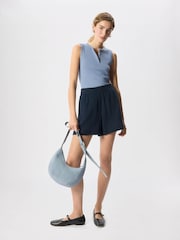 Whistles Blue Henley Button Front Tank - Image 4 of 5