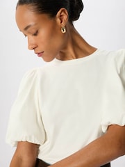 Whistles White Puff Sleeve Detail T-Shirt - Image 4 of 5