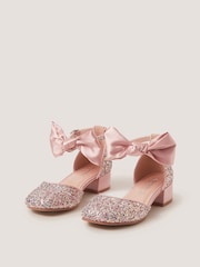Monsoon Pink Sara Bow Glitter Two-Part Heels - Image 1 of 3