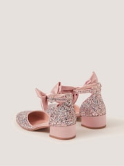 Monsoon Pink Sara Bow Glitter Two-Part Heels - Image 3 of 3