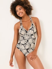 FatFace Hope Black Mono Shell Macrame Swimsuit - Image 1 of 6
