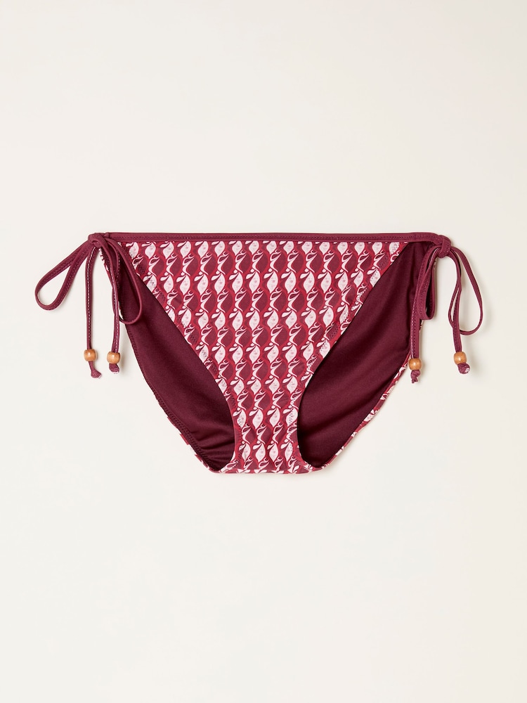 FatFace Red Tie Side Rue Retro Shell Bikini Bottom - Image 6 of 6