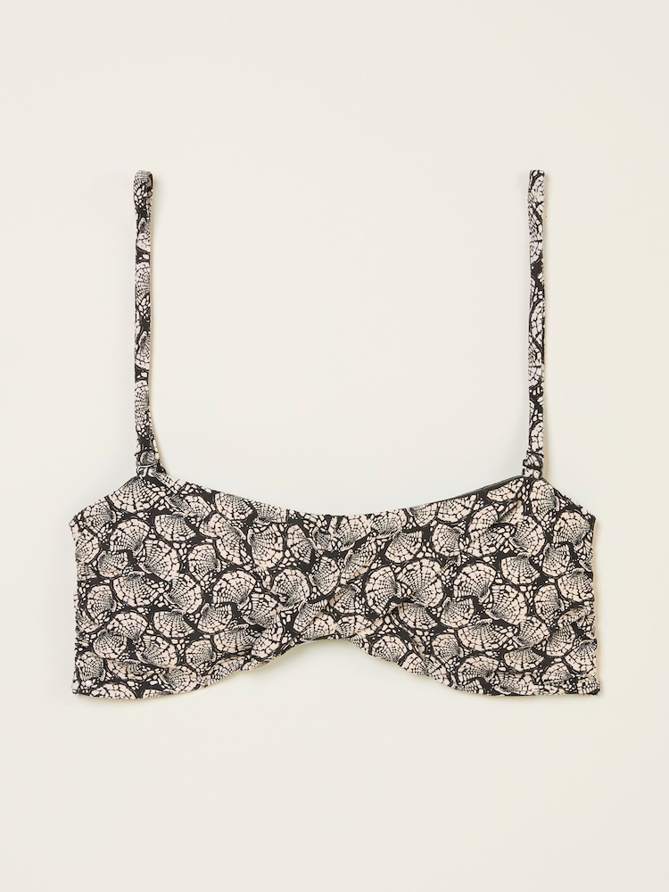 FatFace Ness Black Mono Shell Bandeau Bikini Top - Image 1 of 5
