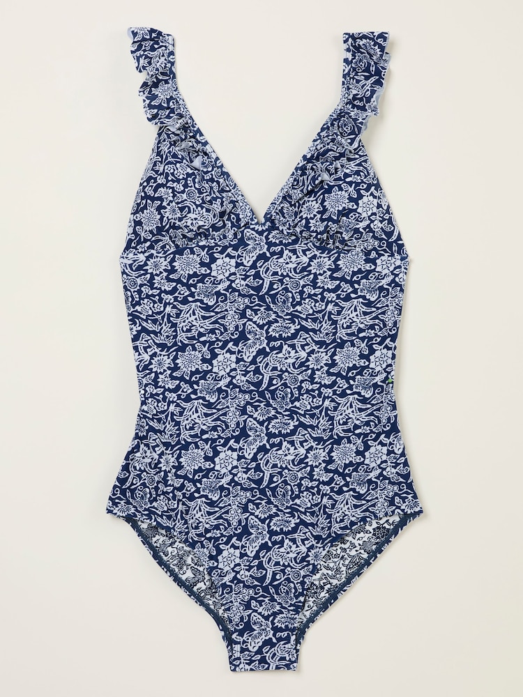 FatFace Fleur Indigo Blue Damask Paisley Swimsuit - Image 6 of 6
