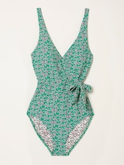 FatFace Green Towan Vine Floral Print Wrap Swimsuit - Image 1 of 1
