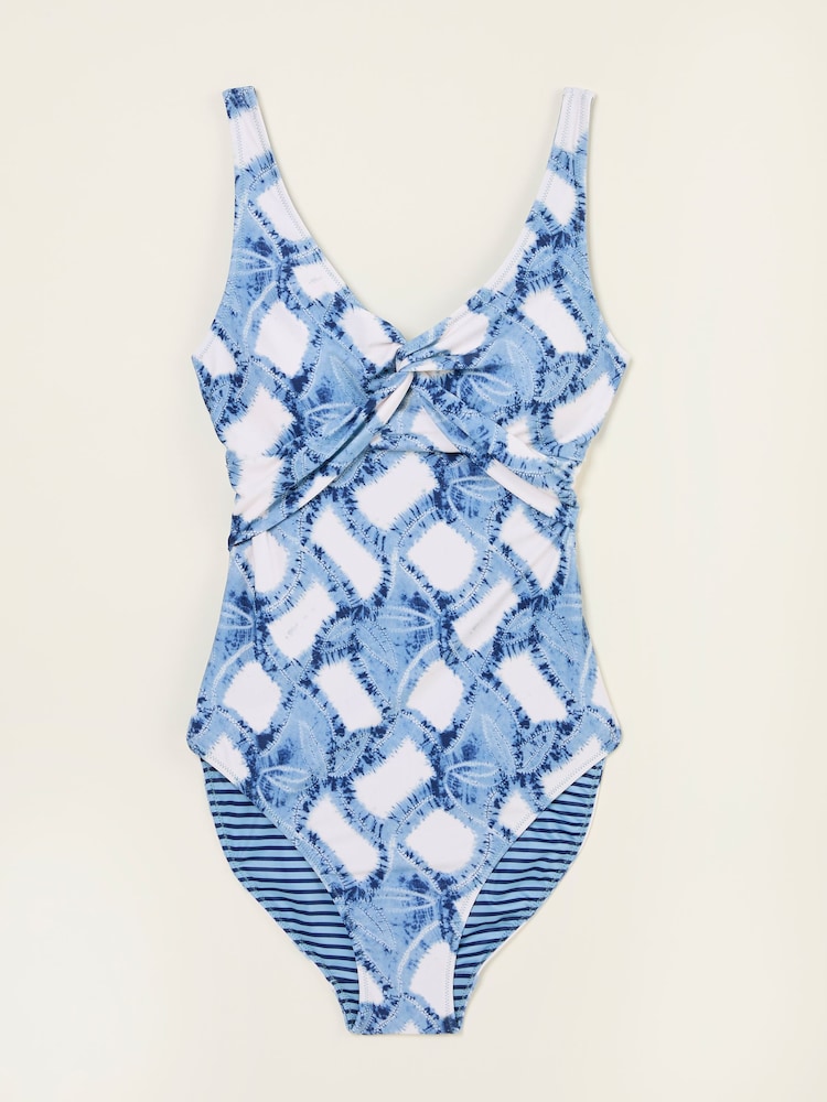 FatFace Blue Sennen Leaf Print Twist Swimsuit - Image 5 of 5 FatFace Blue Sennen Leaf Print Twist Swimsuit - Image 5 of 5