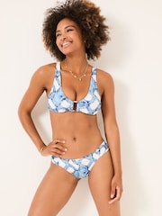 FatFace Loe Blue Leaf Print Bikini Top - Image 1 of 6