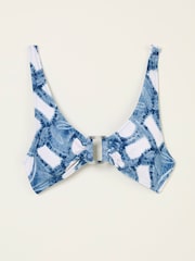FatFace Loe Blue Leaf Print Bikini Top - Image 5 of 6