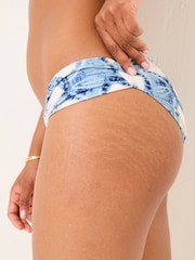 FatFace Chesil Blue Leaf Print Ruched Bikini Bottoms - Image 4 of 5