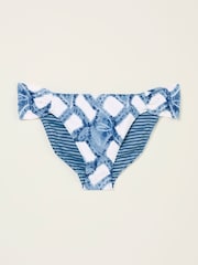 FatFace Chesil Blue Leaf Print Ruched Bikini Bottoms - Image 5 of 5
