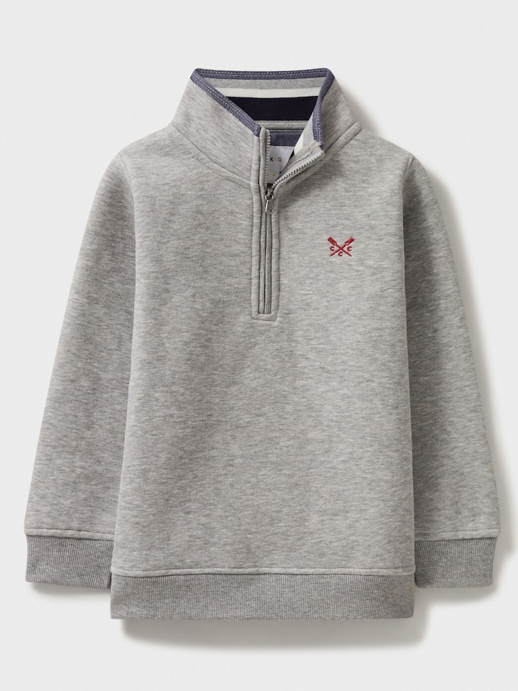 Crew Clothing Grey Long Sleeve Half Zip Sweatshirt - Image 1 of 3