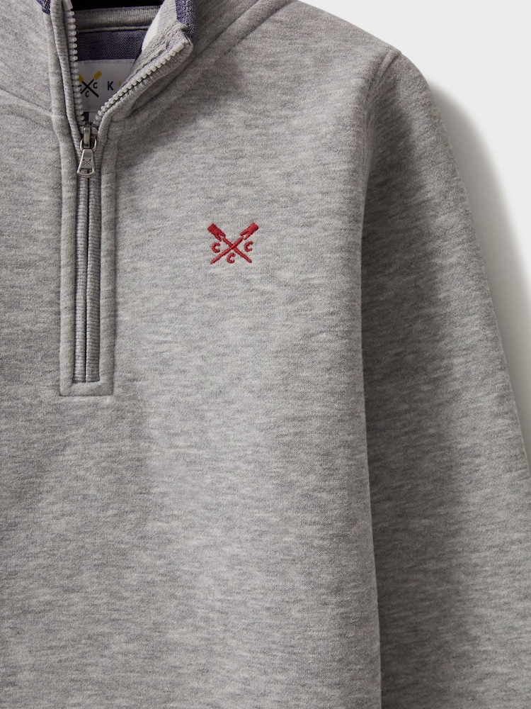 Crew Clothing Grey Long Sleeve Half Zip Sweatshirt - Image 3 of 3
