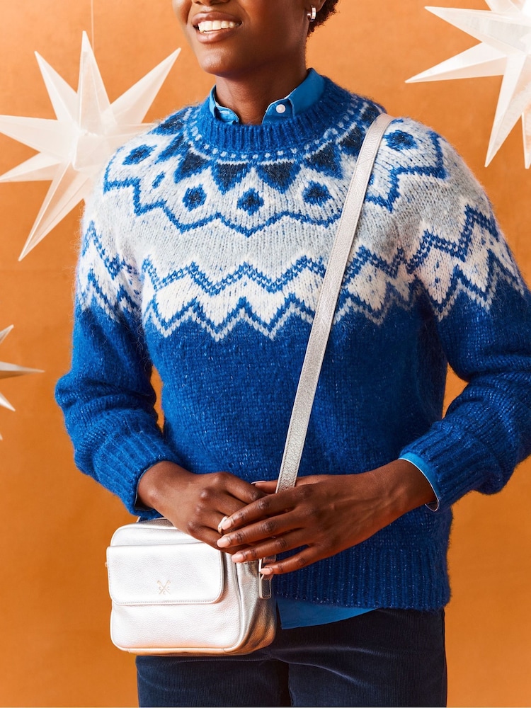 Crew Clothing Blue Fairisle Pattern Jumper - Image 1 of 4