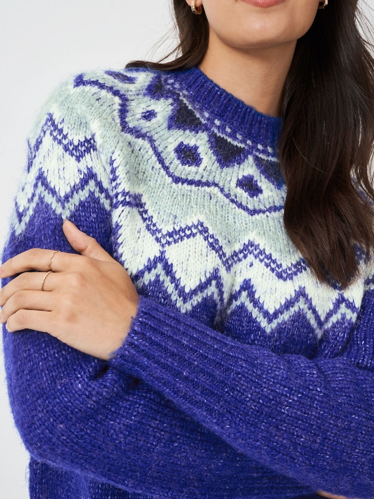 Crew Clothing Blue Fairisle Pattern Jumper - Image 2 of 4