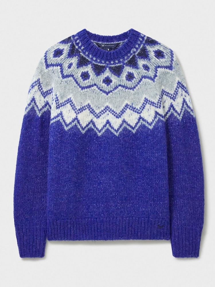 Crew Clothing Blue Fairisle Pattern Jumper - Image 4 of 4