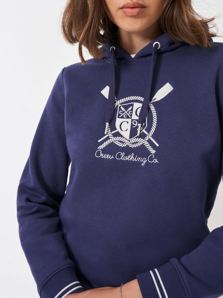 Crew Clothing Company Blue Embroidered Crest Hoodie - Image 3 of 4
