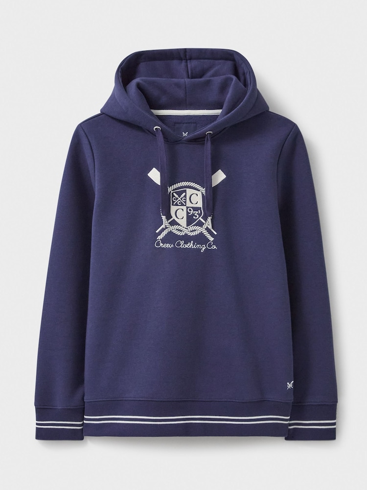 Crew Clothing Company Blue Embroidered Crest Hoodie - Image 4 of 4