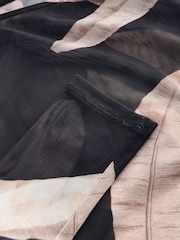 Black Palm Long Sleeve Ruched Side Mesh Top - Image 7 of 7