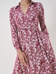 Crew Clothing Company Red Dani Floral Print Jersey Wrap Dress - Image 3 of 4