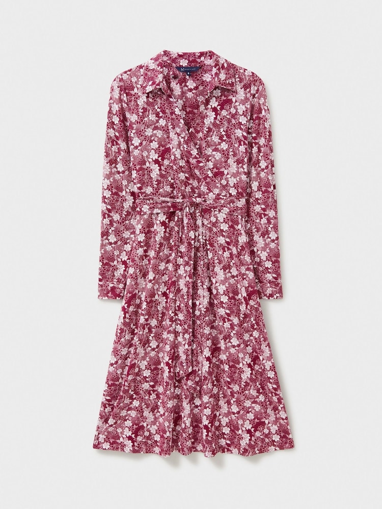 Crew Clothing Company Red Dani Floral Print Jersey Wrap Dress - Image 4 of 4