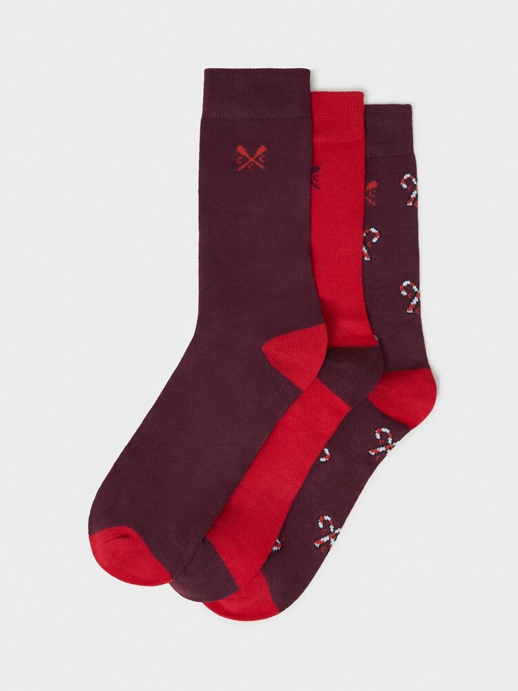 Crew Clothing Red Bamboo Socks 3 Pack - Image 1 of 2