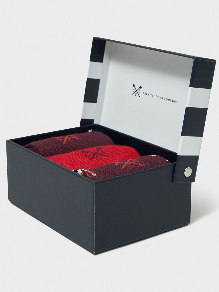 Crew Clothing Red Bamboo Socks 3 Pack - Image 2 of 2