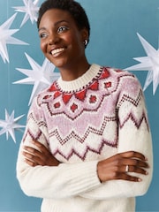 Crew Clothing Pink Fairisle Pattern Jumper - Image 1 of 4