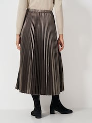 Crew Clothing Company Gold Pleated Waterfall Hem Metallic Skirt - Image 3 of 5