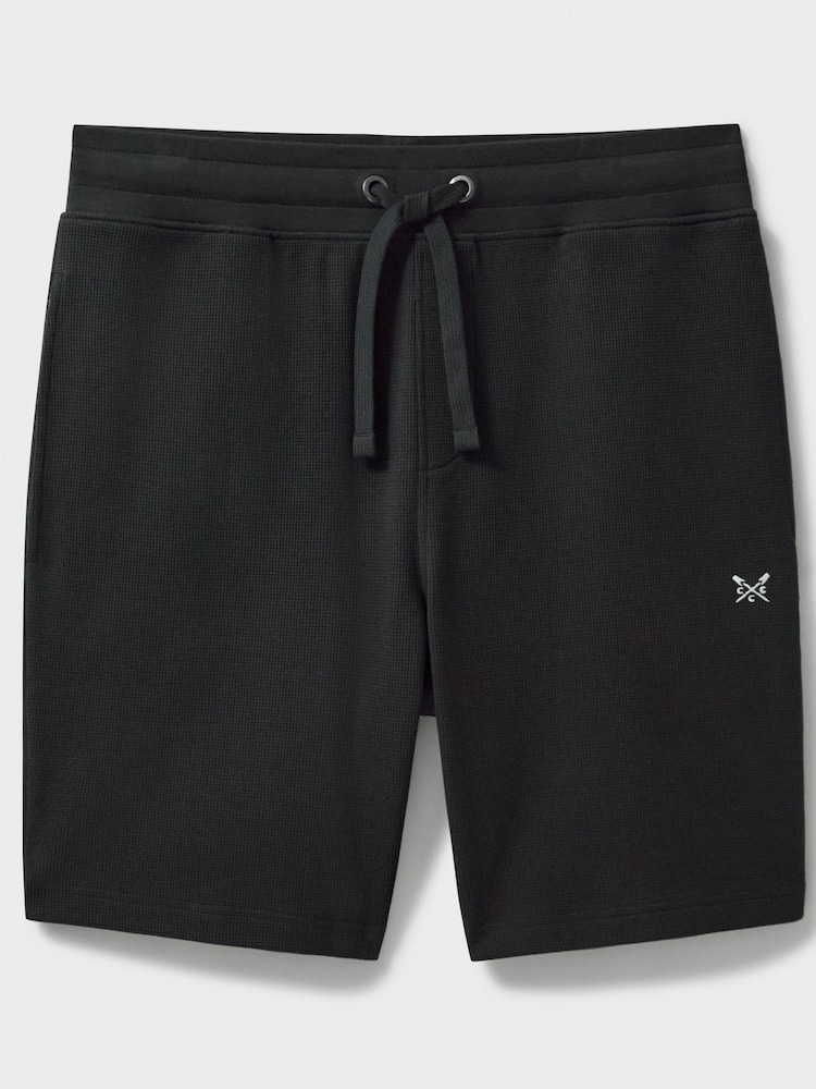 Crew Clothing Grey Cotton Blend Waffle Lounge Shorts - Image 4 of 4