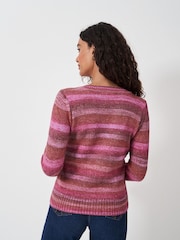 Crew Clothing Pink Space Dye Stripe Jumper - Image 2 of 5