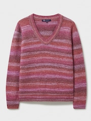 Crew Clothing Pink Space Dye Stripe Jumper - Image 5 of 5