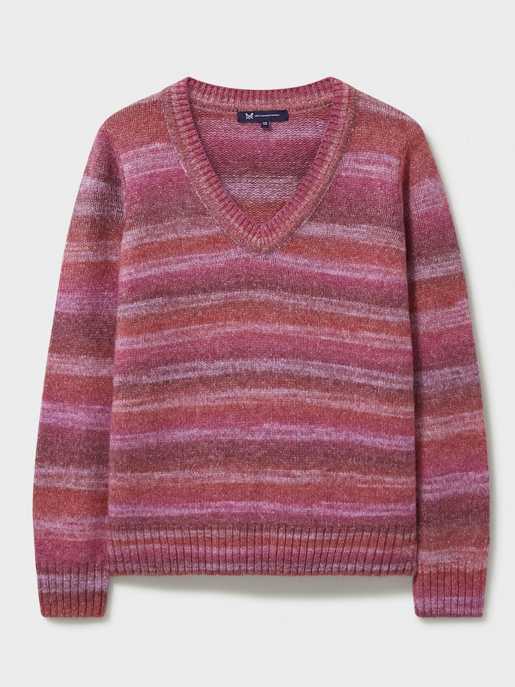 Crew Clothing Pink Space Dye Stripe Jumper - Image 5 of 5