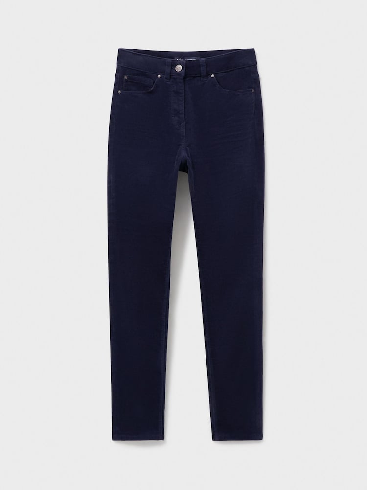 Crew Clothing Blue 5 Pocket Velvet Skinny Trousers - Image 5 of 5