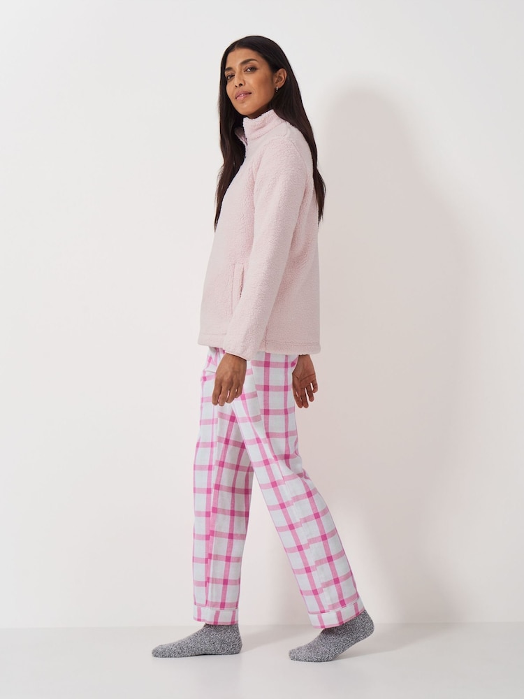 Crew Clothing Company Pink Borg Lounge Half Zip Sweatshirt - Image 2 of 5