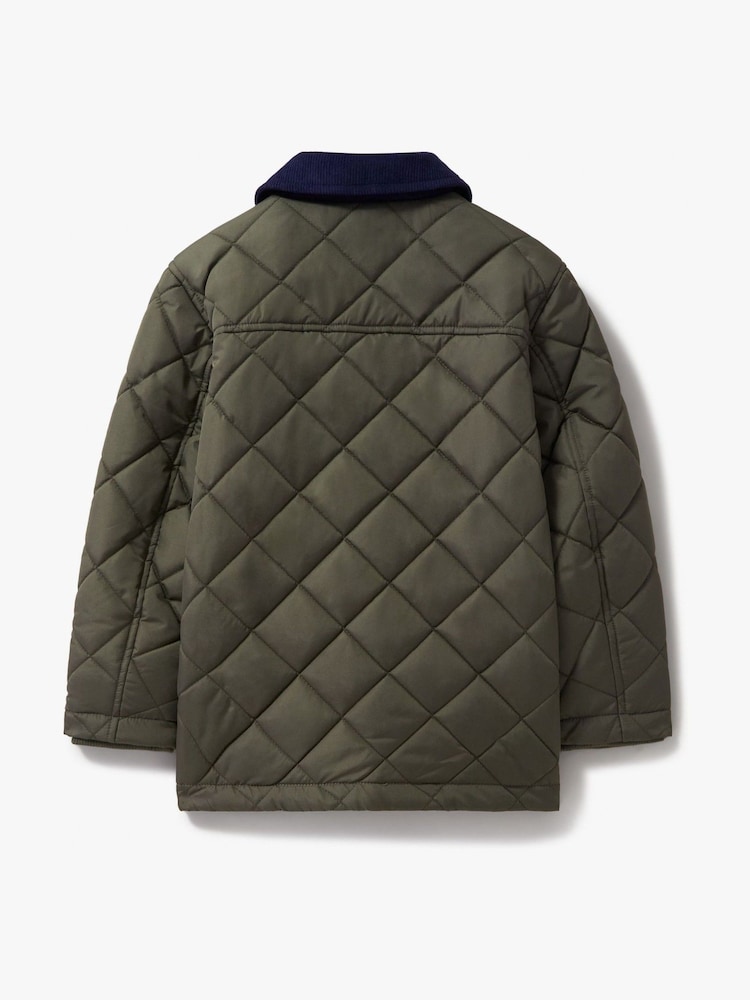 Crew Clothing Company Green Corduroy Collar Diamond Quilted Jacket - Image 2 of 3