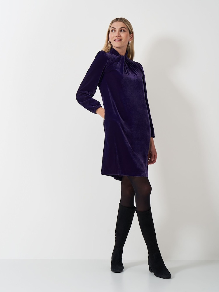 Crew Clothing Company Rochie din catifea Georgia Twist Shift Front - Image 3 of 5