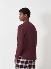 rdeča - Crew Clothing Company Long Sleeve Cotton Blend Waffle T-Shirt - Slika 2 iz 5