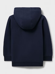 Crew Clothing Blue Teddy Fleece Lined Zip 100% Cotton Hoodie - Image 3 of 4