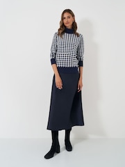 Crew Clothing Blue Houndstooth Roll Neck Jumper - Image 3 of 5