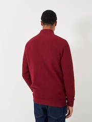 Crew Clothing Red Pique Stitch Half Zip 100% Cotton Jumper - Image 2 of 5