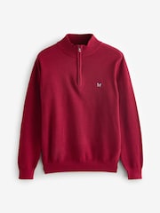 Crew Clothing Red Pique Stitch Half Zip 100% Cotton Jumper - Image 5 of 5