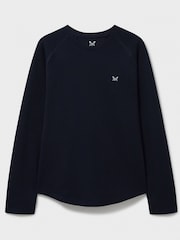modra - Crew Clothing Company Long Sleeve Cotton Blend Waffle T-Shirt - Slika 4 iz 4
