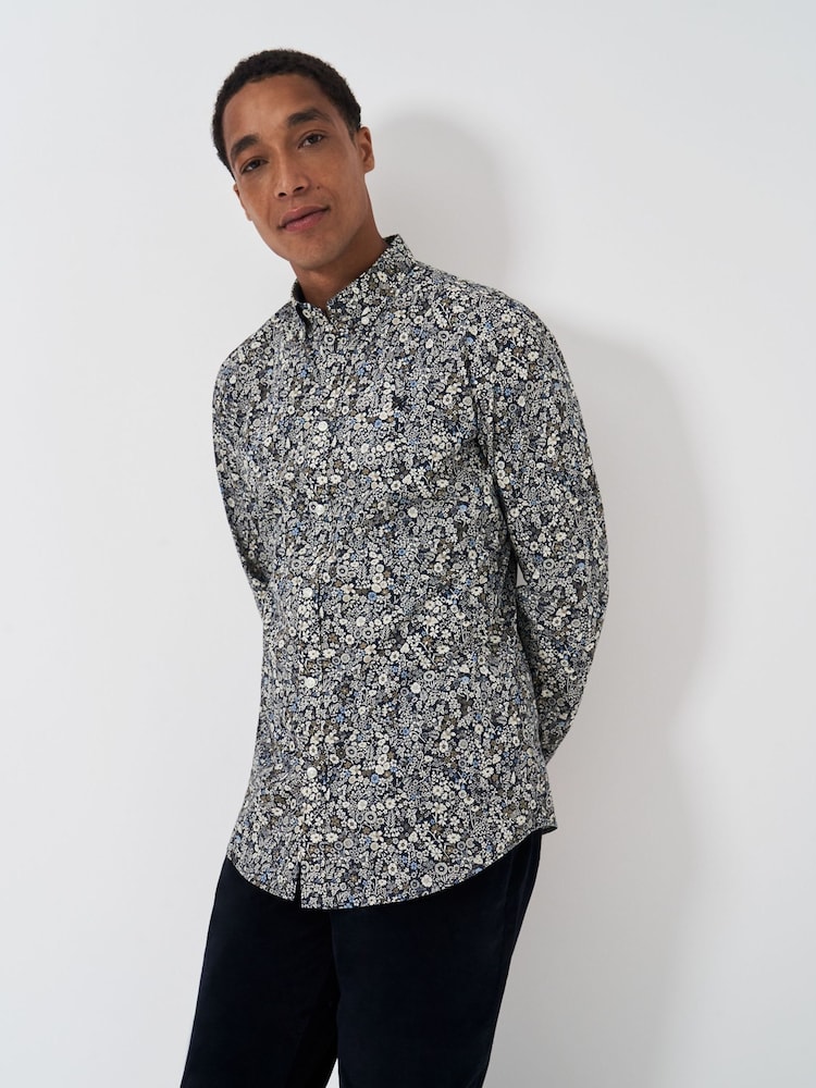 Crew Clothing Blue Meadow Print 100% Cotton Shirt - Image 1 of 5