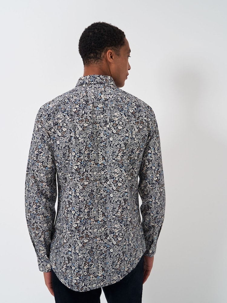 Crew Clothing Blue Meadow Print 100% Cotton Shirt - Image 3 of 5